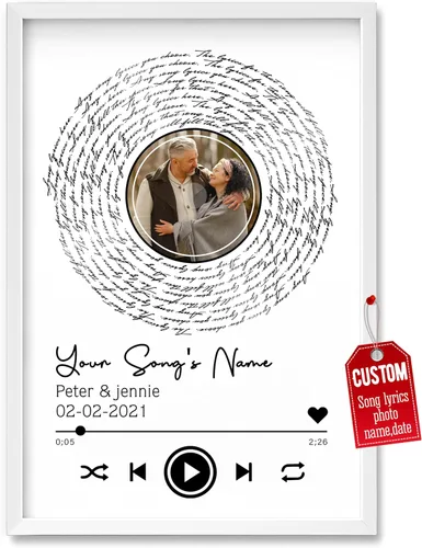 Miniatura 21 de H-DEWALL Póster personalizado de letras de canciones, regalos de cumpleaños para esposo para dormitorio, discos de vinilo, fotos, regalos para él