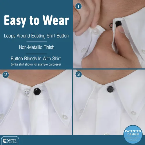 Miniatura 14 de Comfy Clothiers 3-Pack Collar Extenders for Men - Button Expanders for Shirts