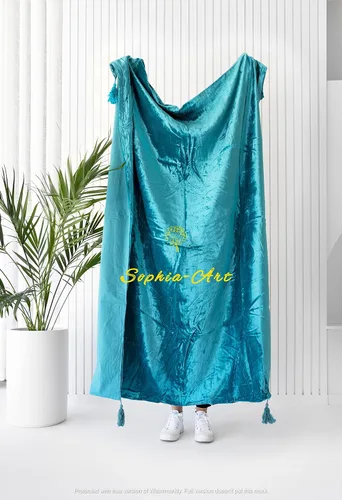 Miniatura 21 de Sophia-Art Manta de terciopelo triturado de lujo con borlas, para sofá o cama, manta suave, bohemia y cálida, acogedora, felpa ligera