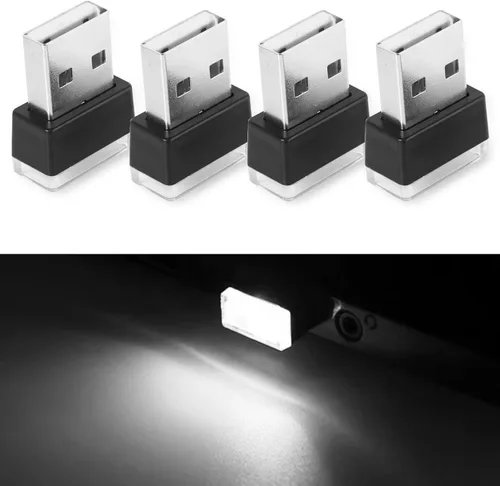 Miniatura 8 de NTNEV 4 lámparas LED USB para el interior del automóvil, mini luces LED USB para decoración del automóvil, kit de iluminación ambiental, interfaz