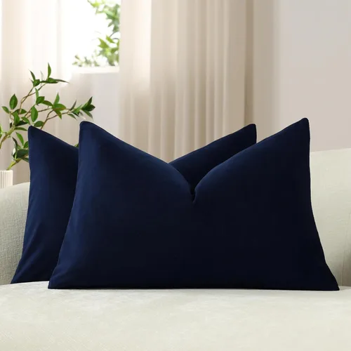 Miniatura 52 de Dezene - 2 fundas decorativas de terciopelo para almohada Hielo de vainilla