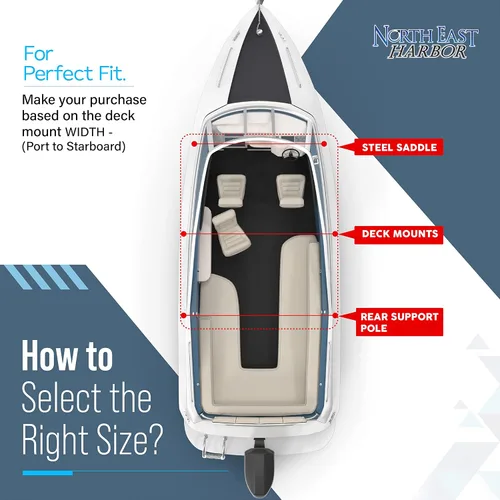 Miniatura 8 de NEH - Bimini Tops de 3 lazos para barcos, postes de apoyo, lona marina 900D a prueba de decoloración, funda de almacenamiento universal para pontón