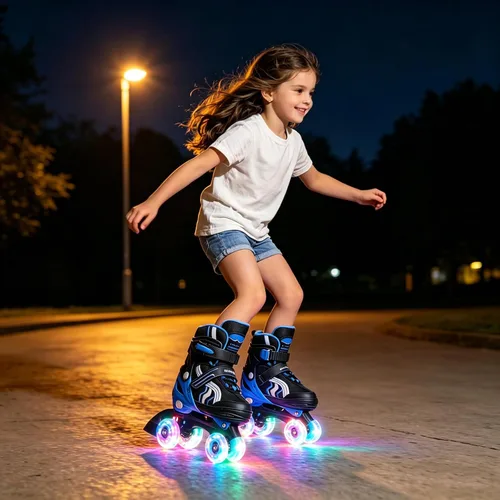 Miniatura 6 de Patines ajustables para niños y niñas, con todas las ruedas iluminadas de 5 a 8 años y 8 a 12 años, para principiantes en deportes al aire libre e