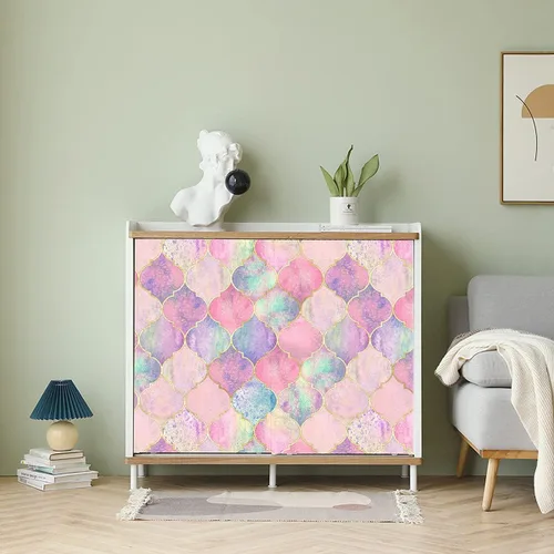 Miniatura 5 de Blooming Wall DPY40 - Papel tapiz de enrejado multicolor rosa autoadhesivo extraíble para decoración de pared