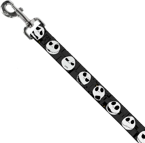 Miniatura 2 de Buckle-Down Correa para mascotas, NBC Jack Expressions/Halloween Elements gris, 4 pies de largo, 1.5 pulgadas de ancho