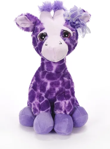 Miniatura 2 de The Petting Zoo Peluche de jirafa morada, animales del zoológico de Lash'z, juguete de peluche de jirafa de 12 pulgadas