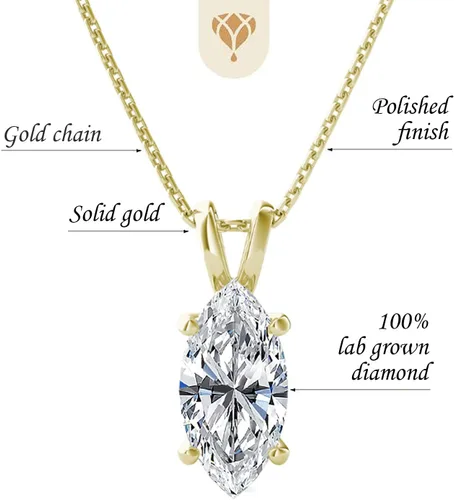 Miniatura 3 de The Diamond Deal . Collar con colgante solitario de diamante cultivado en laboratorio de 25 a 1.00 quilates para mujeres y niñas Oro amarillo