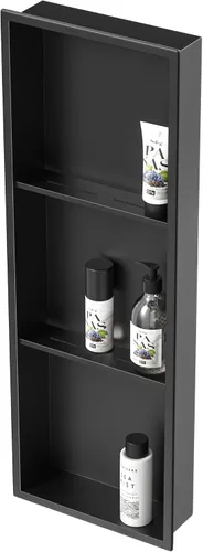 Miniatura 24 de Nicho de ducha de acero inoxidable de 24 x 12 pulgadas, cepillado, no necesita azulejos, nicho de pared con estantes dobles, estante de ducha
