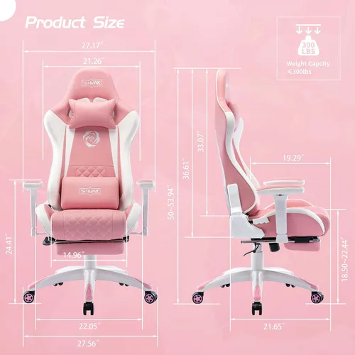 Miniatura 3 de S*MAX Silla de juegos con reposapiés, asiento grueso, silla ergonómica para juegos con reposabrazos 3D, sillas de jugador de piel sintética