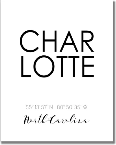 Miniatura 2 de Póster minimalista de Charlotte City Skyline - Juego de 2 fotos de arte (8 x 10)