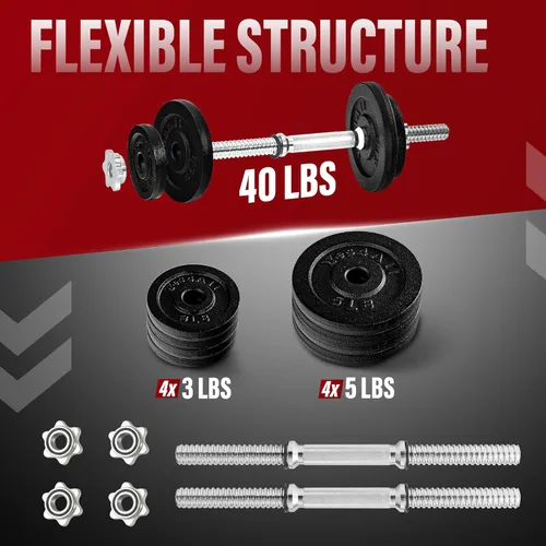 Miniatura 2 de Yes4All Old School Adjustable Dumbbell Set with Weight Plates, Star Lock Collars/Connector, 40lbs to 200lbs Adjustable Weight Plates Set