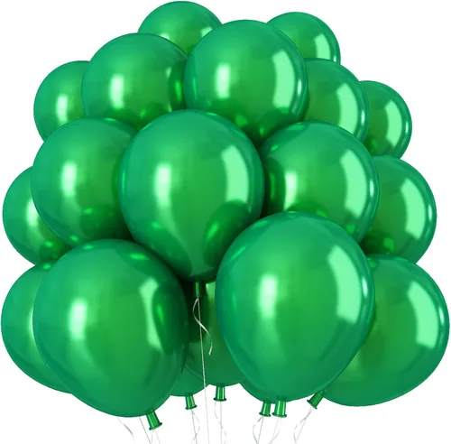 Miniatura 19 de Globos cromados verdes, 50 unidades de 10 pulgadas, globos metálicos de doble capa de color verde claro brillantes y gruesos, globos de látex