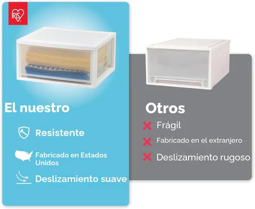 Miniatura 7 de IRIS USA Cajón de almacenamiento apilable extragrande de 47 cuartos de galón, organizador de cajones de plástico con puertas transparentes