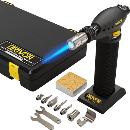 Miniatura 8 de LEXIVON Kit multifunción de antorcha de butano Estación de soldadura de autoencendido, prémium, con llama ajustable Grado Profesional