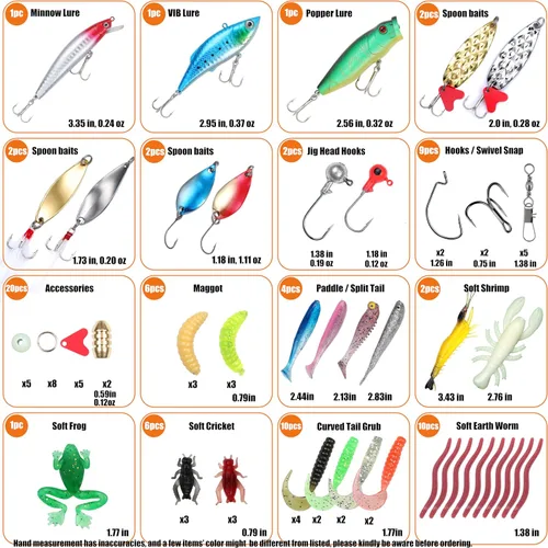Miniatura 2 de EXAURAFELIS Juego de señuelos de pesca, kit de señuelos para lubina, trucha, salmón, agua dulce, equipo de aparejos de pescado, incluye cuchara