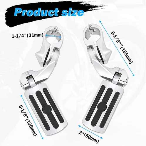 Miniatura 4 de Estriberas de Carretera para Motocicleta de 1.25", Estriberas Ajustables en Ángulo de Repuesto para Harley Davidson Touring, Road Glide, Street