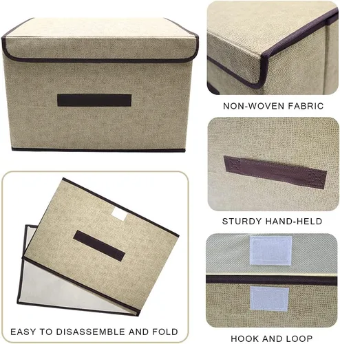 Miniatura 6 de LELE LIFE Caja de almacenamiento plegable con tapa y asa a prueba de polvo, contenedor de almacenamiento plegable organizador de almacenamiento