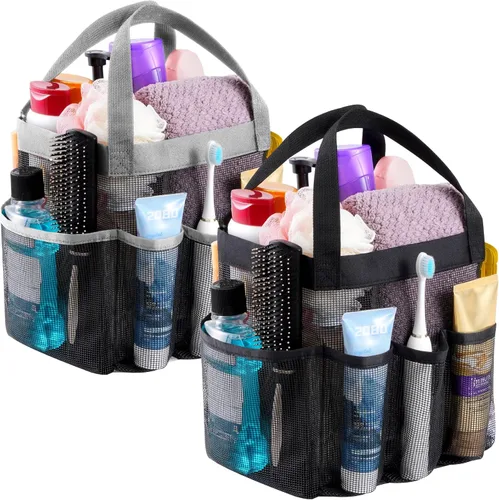 Miniatura 9 de Lifewit Organizador de ducha de malla portátil para dormitorio universitario con 7 bolsillos, cesta organizadora colgante independiente, bolsa