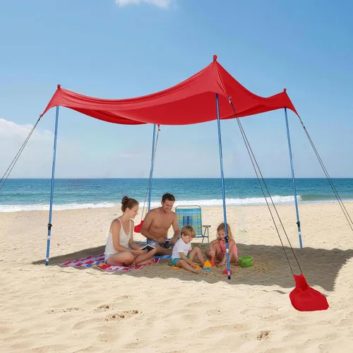 Miniatura 29 de CROWN SHADES Tienda de campaña de playa de 7 x 7, toldo de playa fácil de desplegar, UPF50+, 2 postes ajustables, turquesa