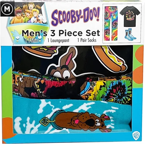 Miniatura 2 de Scooby-Doo womens 3-pc Lounge Box Set With T-shirt, Pants and Socks in Psychedelic Tiedye & Scooby Snacks Sizes S-m-l-xl