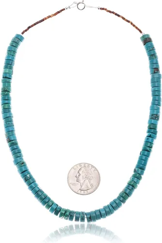 Miniatura 4 de $400Tag Disco de magnesita Plata Certificado Navajo Nativo Americano Collar Cadena 18209 Hecho por Loma Siiva, Metal Piedra, magnesita