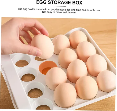 Miniatura 4 de Caja de almacenamiento para huevos estilo cajón de huevos 32 compartimentos reutilizable almacenamiento de cocina Gris