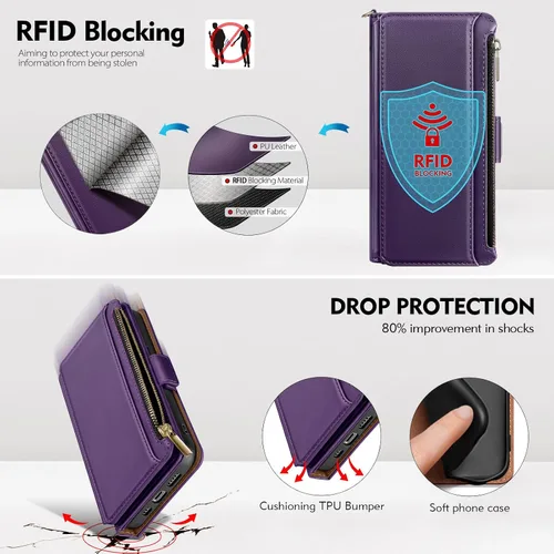 Miniatura 6 de Antsturdy Funda tipo cartera compatible con iPhone 11 Pro Max, funda de piel sintética con bloqueo RFID, funda para teléfono para mujeres y hombres