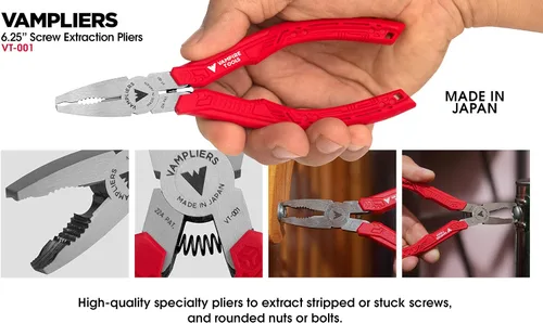 Miniatura 5 de VAMPLIERS Juego de alicates extractores de tornillos de 3 piezas. Fabricado en Japón: Linesman de 8", punta larga de 7" y alicates combinados