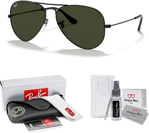 Miniatura 81 de Ray-Ban RB3025 - Lentes de sol de aviador de metal para hombre y mujer + paquete con kit de cuidado de gafas iWear de diseñador