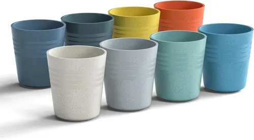Homestockplus Vasos para Beber de Paja de Trigo de 8 Onzas, [Juego de 8] Vasos Pequeños de Plástico Reutilizables, Vasos de Agua Sin BPA Irrompibles
