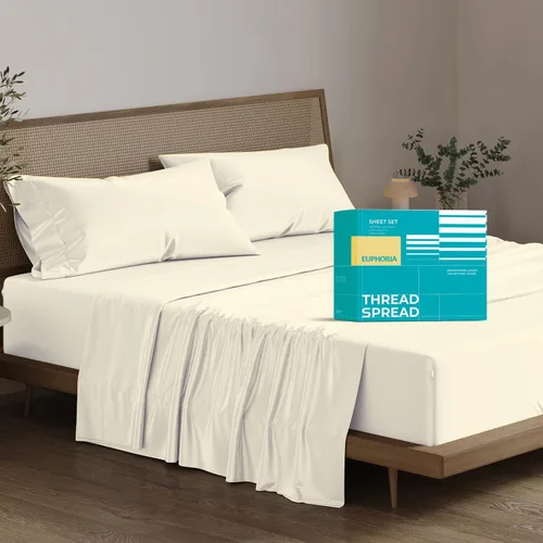 Miniatura 32 de THREAD SPREAD Sábanas 100% Algodón Egipcio Tamaño Twin - 800 Alto Número de Hilos 3 Piezas Sábanas Twin Extra Largas para Dormitorio, Bolsillo