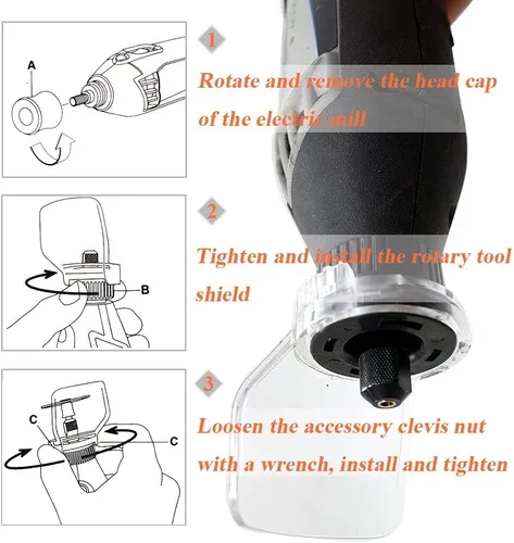 Miniatura 5 de 4 piezas de accesorios de protección para herramientas rotativas, cubierta protectora de seguridad, kit de escudo, accesorios de corte de metal