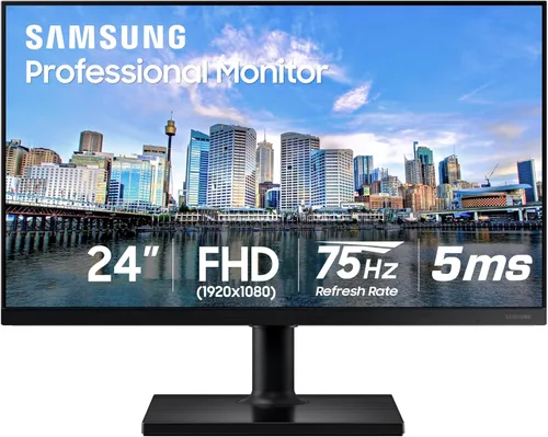 SAMSUNG Monitor de computadora FHD 1080p serie FT45 de 24 pulgadas, 75Hz, panel IPS, HDMI, DisplayPort, concentrador USB, soporte ajustable en