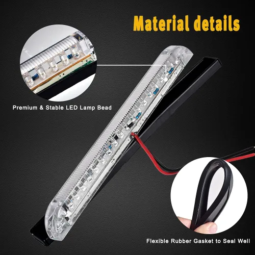 Miniatura 3 de Nifeida Lente transparente de 8 pulgadas, 18 LED, impermeable, barra de luz, soporte en superficie para barcos marinos de 12 V, luz interior, Blanco