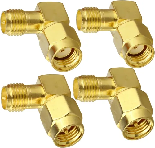 Miniatura 4 de TUOLNK 45 grados SMA macho/hembra a RP SMA hembra/macho Kit de conector de codo para cable de extensión de antena LTE chapado en oro Conector