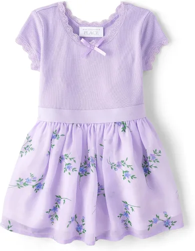 Miniatura 25 de The Children's Place, Vestido de moda de manga corta para niñas y niñas pequeñas