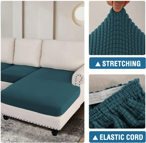 Miniatura 6 de H.VERSAILTEX Fundas para sofá seccional, 4 piezas, fundas de cojín de asiento de sofá en forma de L, fundas de cojín separadas para chaise longue