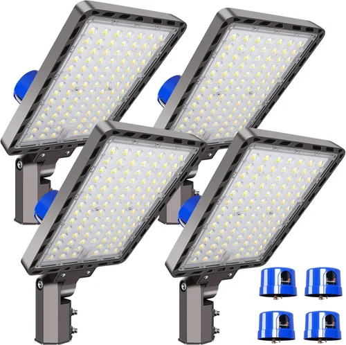 Miniatura 10 de Juego de 3 luces LED de estacionamiento de 200 W para exteriores, 28000 lm, reflectores brillantes de atardecer a amanecer, montaje de yugo