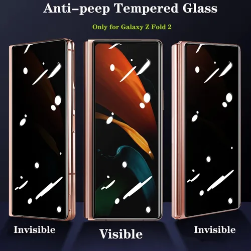 Miniatura 2 de Paquete de 2 protectores de pantalla de vidrio templado de privacidad diseñados para Samsung Galaxy Z Fold 2, protector de pantalla resistente a