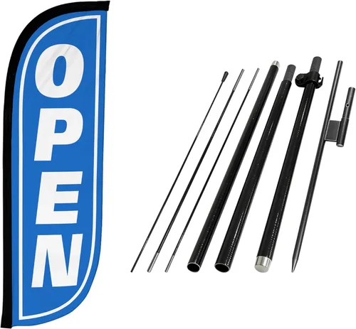 LookOurWay Kit de asta de bandera de plumas, pancarta publicitaria de 7 pies de alto con juego de poste de fibra de vidrio y pico de tierra para