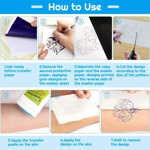 Miniatura 5 de cridoz - Papel de transferencia de tatuajes, 20 hojas de papel de plantilla para tatuajes, papel de transferencia de tatuajes para tatuajes