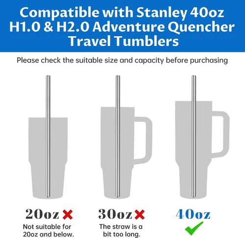 Miniatura 2 de Tomorotec Pajitas de 40 onzas, 14 popotes de repuesto de acero inoxidable para vasos Stanley Adventure Quencher de viaje con cepillos de limpieza, 2