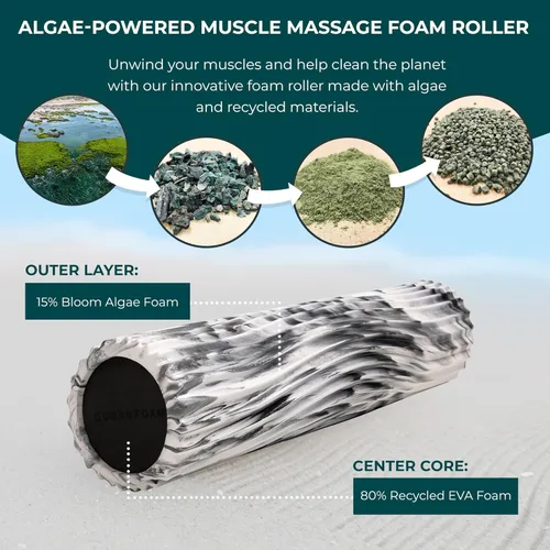 Miniatura 4 de Oceanfoam Soft Tidal Roller (mármol negro) - Rodillo de espuma de baja densidad para terapia física, dolor de espalda, ejercicio y estiramiento