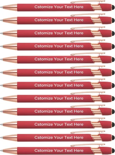 Miniatura 12 de Kingluu 12 bolígrafos personalizados con punta de lápiz capacitivo, grabado gratis, tinta negra, bolígrafo personalizado con tu nombre, logotipo
