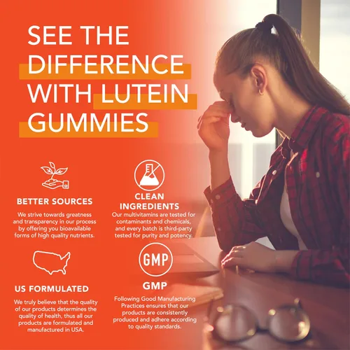 Miniatura 4 de PLANT.O NUTRITION Gomitas de luteína y zeaxantina – Deliciosas vitaminas veganas para la salud ocular clínicamente estudiadas 20 mg de luteína