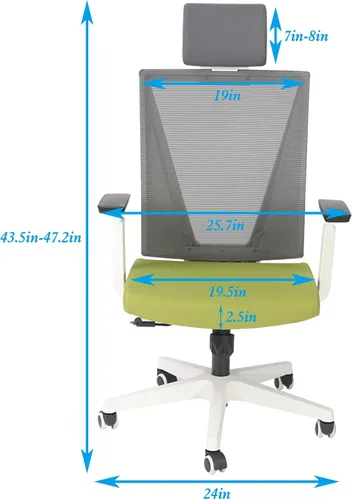Miniatura 3 de Silla ergonómica de oficina, silla giratoria de escritorio, respaldo alto, silla de computadora de malla con reposabrazos, soporte lumbar ajustable
