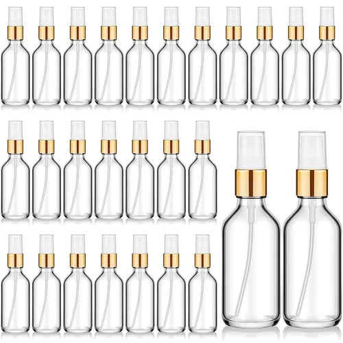 Miniatura 25 de Roshtia 30 Pcs 0.33 oz/ 10 ml Beech Wood Color Glass Spray Bottle Refillable Perfume Atomizer Clear Decorative Empty Bottles with Fine Mist Sprayer