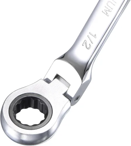 Miniatura 4 de uxcell Llave combinada de trinquete de cabeza flexible de 1/2 pulgada SAE 72 dientes Herramientas de llave de trinquete de 12 puntos, Cr-V