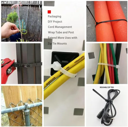 Miniatura 6 de HS Bridas de plástico duraderas de 4 pulgadas (paquete de 1000 unidades) pequeñas envolturas finas de nailon autobloqueantes de 18 libras para Negro