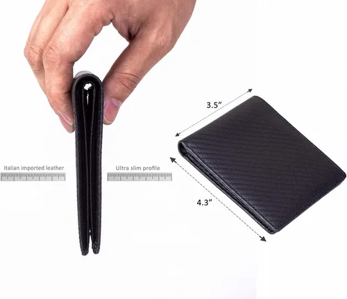 Miniatura 4 de Lositto Cartera de cuero de grano superior con bloqueo RFID para hombres excelente como plegable de viaje